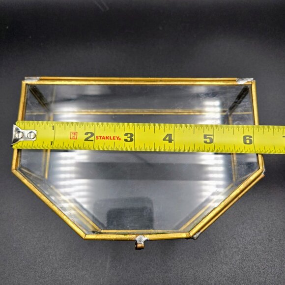 Vintage Glass Brass Curio Display Case Jewelry Trinkets MCM Read - Picture 2 of 10